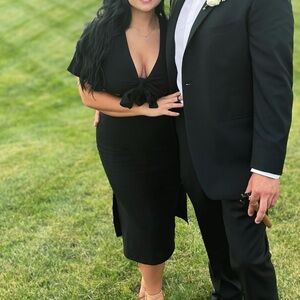 Summer Journey Black Tie-Front Cutout Midi Dress